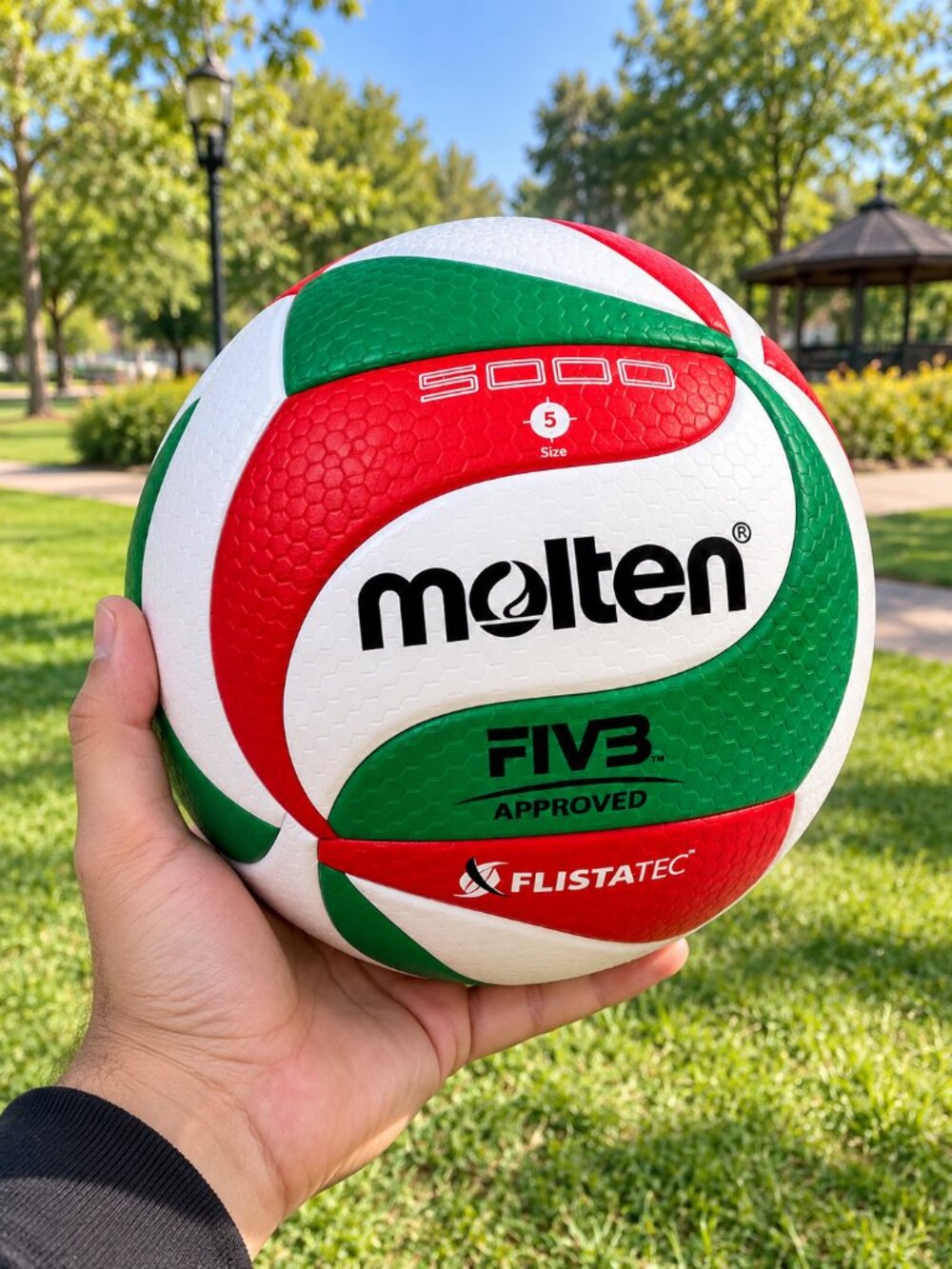 Molten FLISTATEC V5M5000 FIVB Approved Indoor Volleyball Green Red White